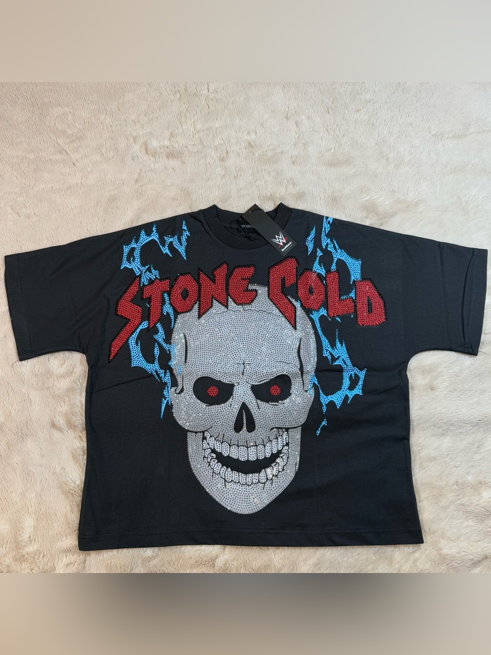 LOITER X WWE STONE COLD RHINESTONE T-SHIRT MENS LARGE NWT